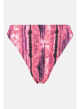 Buy Women Abstract Print Bikini Bottom, Fuchsia/Black Combo in UAE