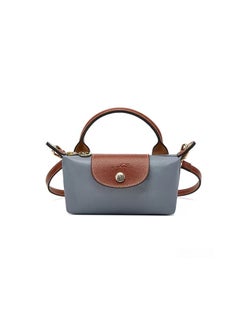 Buy Longchamp Women's Classic Fashion Versatile Mini Makeup Bag, Handbag, Shoulder Bag, Handheld Small Bag Steel gray in UAE