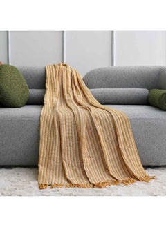 Buy AW23 Takisha Woven Cotton Throw 127x154 Cm Gold in UAE