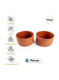 اشتري Luksyol Handmade Colored Clay Bowls: Authentic Mexican Pottery for Culinary Delights | Set of 2, Microwave & Oven Safe, Ideal for Tajine, Indian, Korean Cuisine (6.3 x 3 inches, Brown Glazed) في الامارات