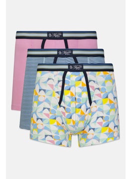 اشتري Men 3 Pc Allover Printed Boxer Briefs, White/Pink/Blue Combo في الامارات