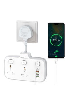 اشتري Plug Extender, 6 in1 Multi Plug Extension Socket, with Separate Switch, PD20w 3.0 Fast Charge Multifunctional Universal Socket, 2500W with 4 USB Slots for Home, Office, Kitchen في الامارات