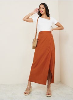 اشتري High Rise Wrap Maxi Skirt with Buttons في السعودية