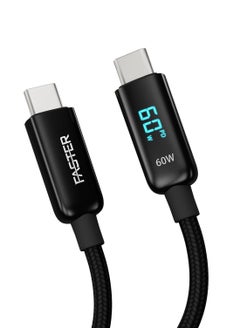 Buy 60w USB C to USB C Fast Charging Cable with LED Display Nylon Braided USB-C Cord 480 Mbps Data Transfer Speeds, for Laptops, Smartphones,Tablets iPhone 15/15Pro/Samsung S23/S24 Google in UAE