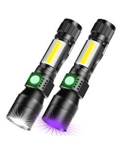 Buy USB Rechargeable Torches, 3 in 1 Super Bright Torches LED  Rechargeable, with whitelight redlight & UV, Super Bright Waterproof LED Torch, 7 Modes, Zoomable, for Camping, Emergency (2 Pcs) in Saudi Arabia