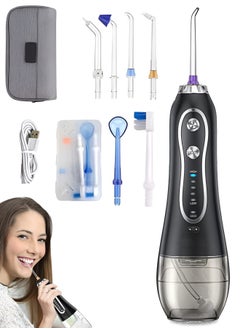 Buy Water Floss Cordless Oral Irrigator Portable Rechargeable Dental Flossers with 5 Modes and 6 Tips H2O Flossing with 300ML Water Tank for Home and Travel Braces and Bridges Care in UAE