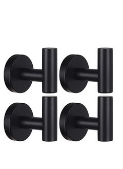 Buy Wall Towel Hooks Coat Hook Bathroom Matte Black Robe 304 Stainless Steel Heavy Duty Door Hanger Towel Robe Clothes Cabinet Closet Sponges Hook Bathroom Bedroom Kitchen Hotel Pool 4 Packs in Saudi Arabia