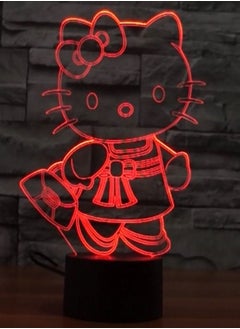 اشتري 3D Illusion Led Night Light Lamp Cute Hello Kitty Baby Nursery Room Nightlight Kids Childrens Bedroom Decoration Gift 3d Lamp في الامارات