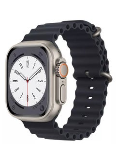اشتري Ocean Silicone Rubber Watch Band Strap for Apple Watch Ultra 49mm/45mm/44mm/42mm Ocean Midnight Black في الامارات