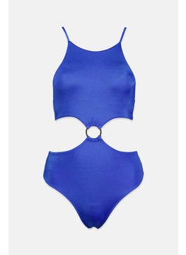 Buy Women Solid One Piece Swimwear, Ring Blue in Saudi Arabia