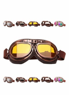 اشتري Motorcycle Goggles, Vintage Pilot Style Cruiser Scooter Goggle, Outdoor Sand Goggles, Bike Racer Touring Eyewear for Half Helmet Leather Riding Glasses Scooter ATV Off-Road Anti-Scratch في الامارات