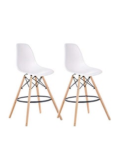 Buy Ultimate Eames Style DSW Bar Stool Set of 2-White in UAE
