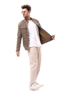 Buy Buttoned Polyester Jacket_Brown in Egypt