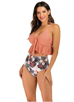 Buy Ruffle Detail Bikini Salmon in Saudi Arabia