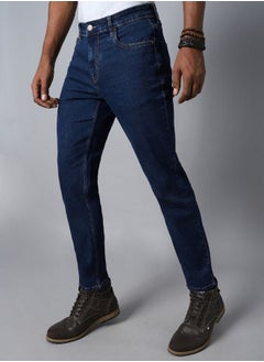 Buy Mid Rise Tapered Fit Stretchable Jeans in Saudi Arabia