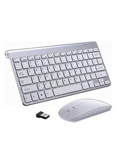 Buy 2.4Ghz Wireless Keyboard And Mouse Combo, Ultra Thin Portable Keyboard Compatible with Computer, Laptop, Desktop, PC, Mac, For Windows XP/Vista / 7/8 / 10, OS Android - White in UAE
