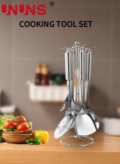 اشتري Stainless Steel Cooking Tool Set,6-Piece Kitchen Utensils Set With Holder,Silver في الامارات