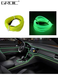 اشتري Neon Glowing LED Strip Lights, Wire Interior Car EL Wire 5m USB 5V Power Supply, Glowing Strobing Electroluminescent Wire Lights for Car Decorations (Fluorescent Green) في الامارات