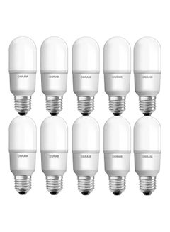 Buy 10-Piece Value Stick E27 Screw Base 10W 6500K Daylight LED Bulb in UAE