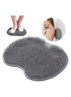 Buy Wall Mounted Exfoliating Back and foot Scrubber Brush with Suction Cups, Silicone Back Scrubber and Foot Massager Pad - Gray in Saudi Arabia