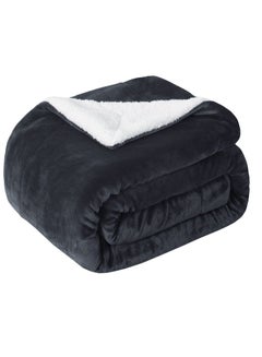 Buy Sherpa Blanket Single Size Twin Plush Throw Blanket Reversible Flannel Fleece Lamb Blanket Warm and Plush Travel Blanket Dark Grey 160x220 cm in UAE
