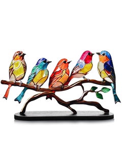 Buy Stained Glass Birds on Branch Desktop Ornaments,Metal Vivid Craft Desktop Ornaments for Home Office Decor,Bird Series Metal Decorations, Gift for Housewarming Decor and Bird Lover (5 Birds) in Saudi Arabia