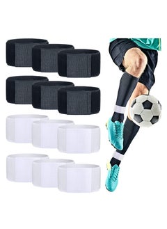 اشتري Soccer Shin Guard Straps, Anti Slip Shin Guard Stays Legging Shin Guard Holders, Football Socks Shin Fixed Straps for Sports Kicking Ball Running Cycling Youth Adults, Black and White (12 Pcs) في الامارات