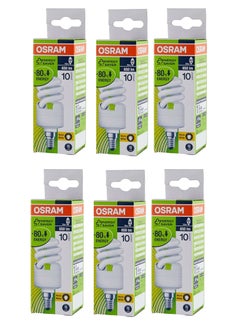 Buy 6-Piece  Duluxstar Mini Twist Compact fluorescent integrated, Spiral Shape 12 Watt Screw - Base- E14, 650 lm -Warm White in UAE