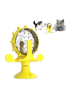 Buy Cat Dog Treat Dispenser Toy, Cat Interactive Feeder Pet Food Toys Feeder, Pet Slow Feeder Feed, 360° Degree Rotating Food Leakage Device Rotate with Strong Suction Cup Money Wheel Shape (Yellow) in Saudi Arabia