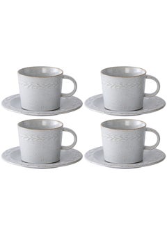 Buy Set of 4 200ml Ceramic Coffee Mug Set, Large Coffee Cups with Saucers Perfect for Coffee and Tea Lovers in Saudi Arabia