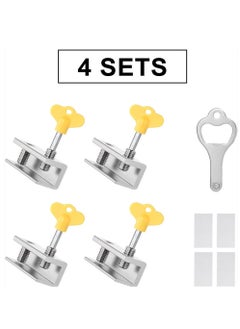 Buy 4-Piece Sliding Security Window Lock With Key For Vertical And Horizontal Sliding Windows,Adjustable Window Locks Security Window Stoppers For Bedroom Home in Saudi Arabia