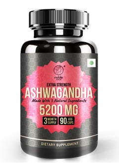 Buy Ashwagandha, Made with 5 Natural Ingredients, 5200mg, 90 Veg Capsules for 3 Month Supply - Combined with Turmeric, Ginger, Black Pepper and Rhodiola, Mood and Strength Support Supplement in UAE