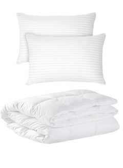 Buy Double Size Premium Quality Duvet Insert Cotton White 240 X 260Cm With 2 Pieces Pillow in UAE