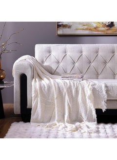 اشتري Ss24 Kosmo Blanket Lightweight Blanket for Living Room Bedroom Bed Couch Chair Sofa Suitable for All Season White  152X203Cm في الامارات