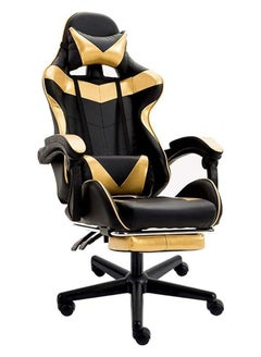 Buy Gaming Chair Racing Style Office Chair Adjustable Massage Lumbar Cushion Swivel Rocker Recliner Leather High Back Ergonomic Computer Desk Chair with Retractable Arms and Footrest in UAE