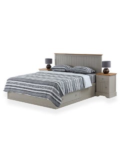 اشتري Matrix Queen Duvet Cover Set, Grey & White - 210TC, 200x200 cms في الامارات