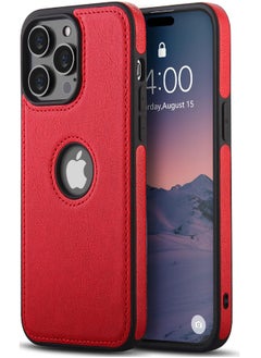 Buy iPhone 15 Pro Max Case, Vegan Leather Protective Case for iPhone 15 Pro Max 6.7", Luxury, Elegant and Beautiful Design Cover, Non-Slip Vintage Looking Perfect Stitching Leather Case (Red) in Saudi Arabia