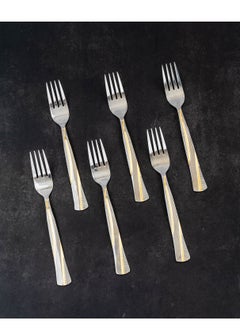 Buy Stainless steel dinner fork with golden style 6 pieces in Saudi Arabia