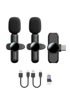 Buy 2PCS Lavalier Lapel Wireless Microphone for Iphone with Lightning and Android phone with Type-C,Noise Reduction Plug-Play Wireless Mic in UAE
