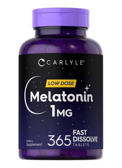 اشتري Carlyle Melatonin 1 mg | 365 Fast Dissolve Tablets | Low Dose | Vegetarian, Non-GMO, Gluten Free في الامارات