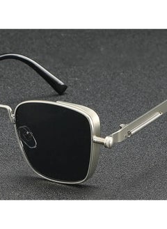 Buy Retro Cool Steampunk Glasses Silvery Square Metal Frame Fashion Glasses For Men Women Outdoor Sports in Saudi Arabia