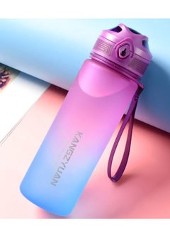 Buy Sports Water Bottle BPA Free 650ml Protein Shaker Outdoor Travel Portable Leakproof Drink Bottle Kids Student to Camping Office School Gym 0.65L Purple Blue 24*7.3*7.3cm in UAE