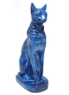 Buy pharaonic Decorative Egyptian Cat Bastet Statue ancient Egyptian souvenirs gifts handmade Home decor collectibles Sculptures  (wide - Wavy Blue - 13 CM Long) in Egypt