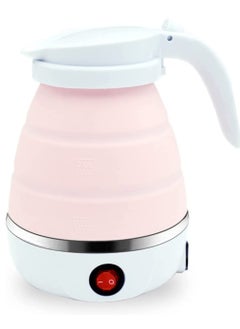 اشتري 600ml Portable Folding Electric Kettle, Food Grade Silicone Kettle with Separable Power Cord, Mini Collapsible Water Container for Home Kitchen Outdoor (Pink) في الامارات