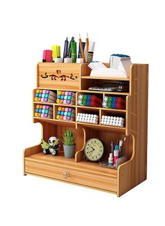 اشتري Wooden Desk Organizer, Multi-Functional DIY Pen Holder Box, Desktop Stationary, Drawers Supply Storage Rack for Office, School, Home Supplies，Easy Assembly في الامارات