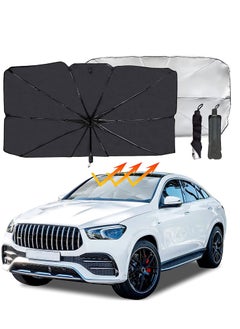 Buy Car Windshield Sun Shade Umbrella, Foldable Car Sunshade Front Window Cover Sun Visor Windshield Sunshades Car Accessories Interior for UV Ray Block & Sun Heat Protection (57x31 Inches) in Saudi Arabia