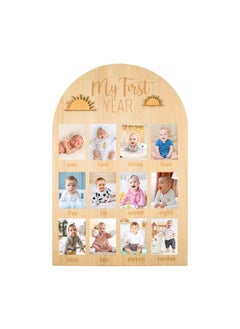 Buy My First Year Photo Display Wood Board, Baby’S First Year Picture Frame 12 Months Milestone Board Photo Frame Neutral Baby Keepsake Frame Boho Sun 1St Birthday Nursery Decor Gift For Boy Girl in Saudi Arabia