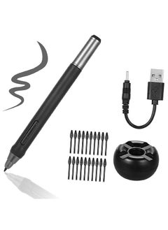 Buy Rechargeable Pen Digital Pen 8192 Levels Pressure Stylus Pen with 20pcs Pen Nips Pen Holder for 13HD/16HD/16HDK/16HDT/22UX Graphics Monitor Drawing Tablet in UAE