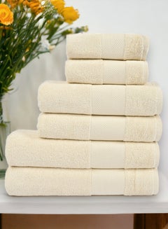 Buy 100% Cotton 6 Piece Hygra Towel Set | Off White in Saudi Arabia