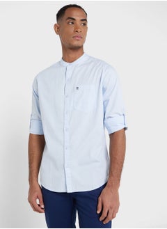 Buy Thomas Scott Men Blue Pure Cotton Slim Fit Casual Shirt in UAE